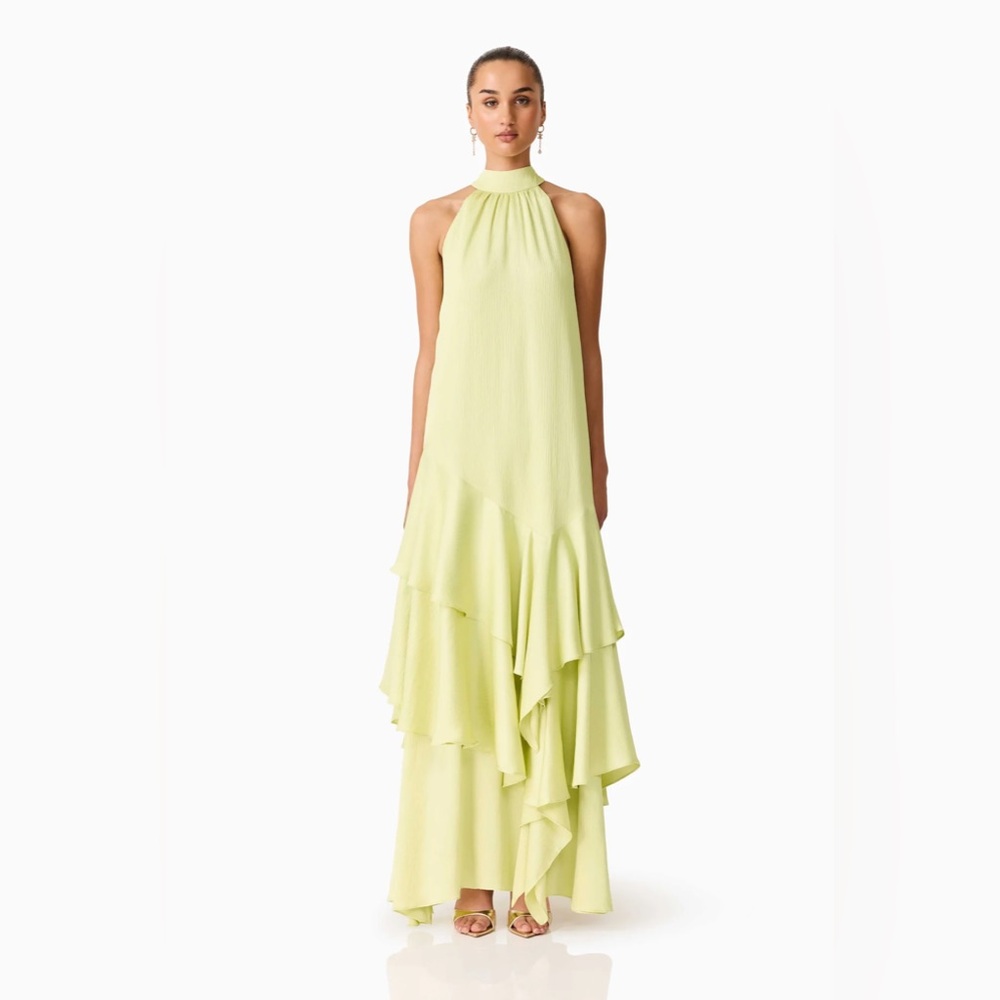 Varella Halter Gown in Pistachio Green